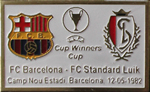 Pin #3 de la  final de la Recopa d'Europa de la temporada 1982. Camp Nou, Standard de Lieja - FC Barcelona